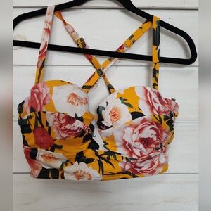 Torrid Yellow Floral Swim Top